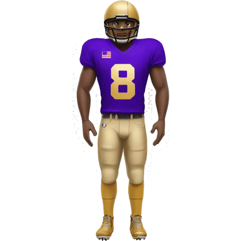 american-football-player-purple-and-gold-jersey-number-8 emoji