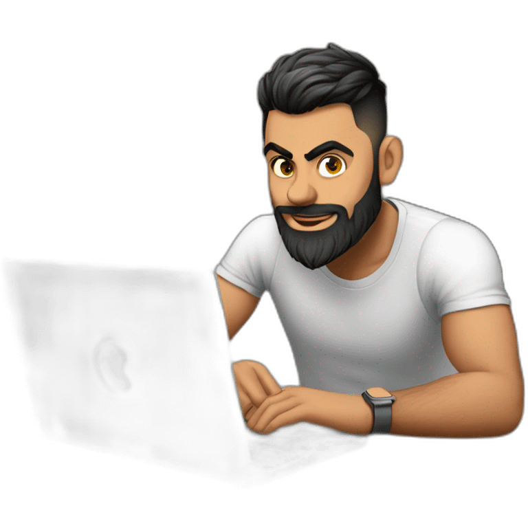 virat kohli coding in a desktop with laptop emoji