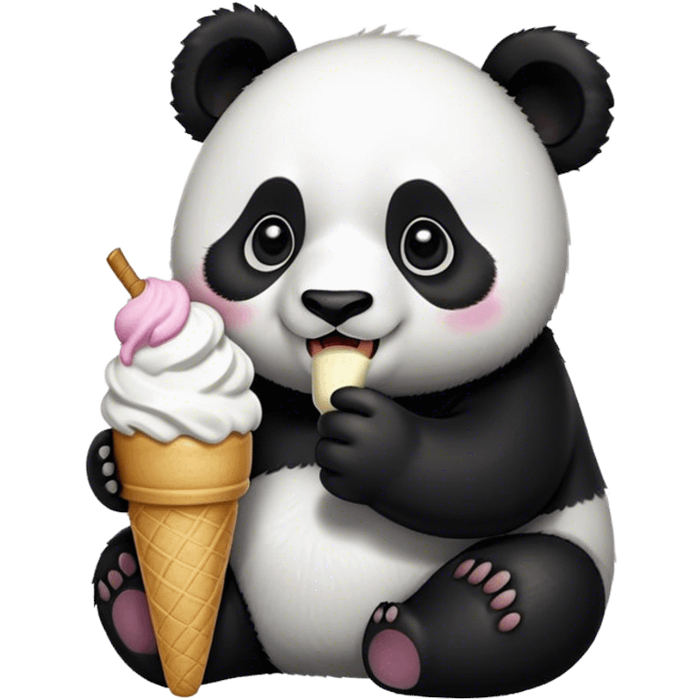 Panda eating ice cream emoji