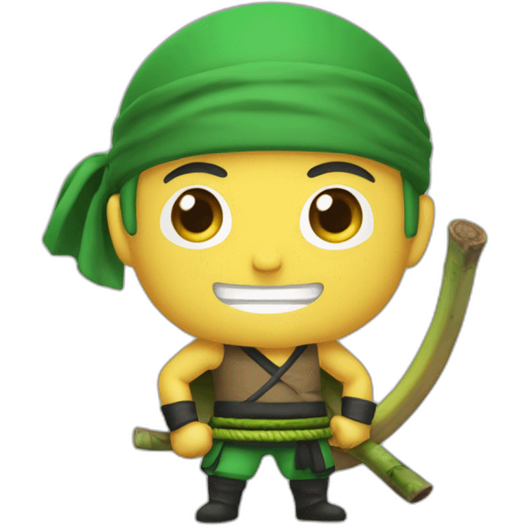 Zoro avec une peau de banane sur la tête emoji