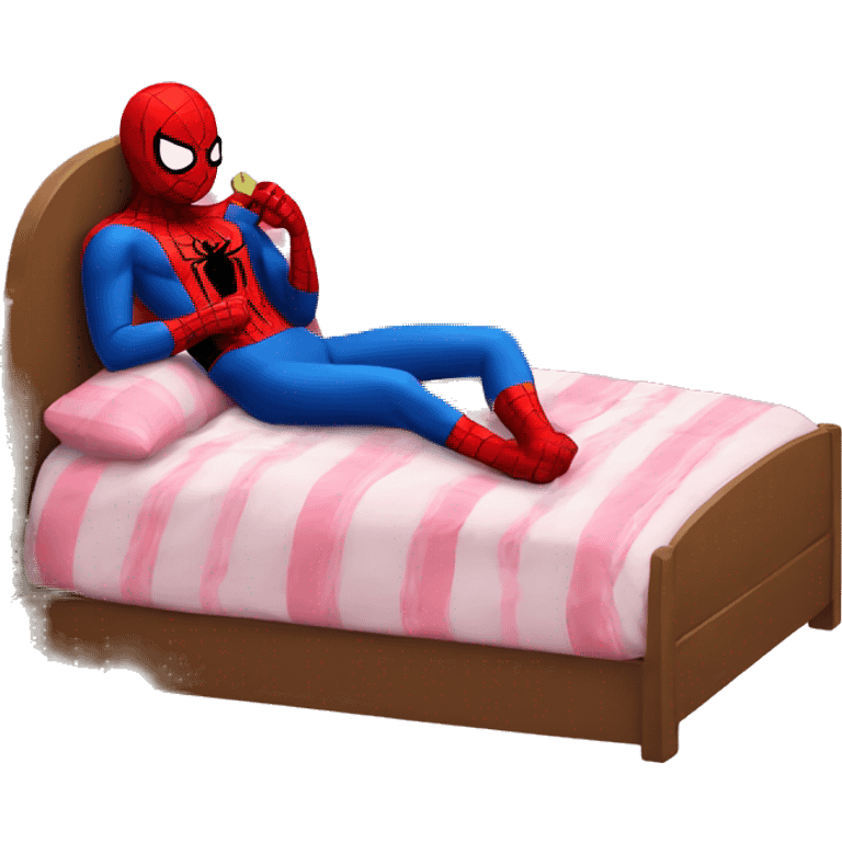 spiderman and hello kitty sleeping on bed emoji