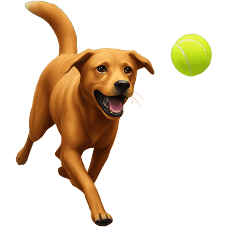 Dark Fox red Labrador chasing tennis ball emoji