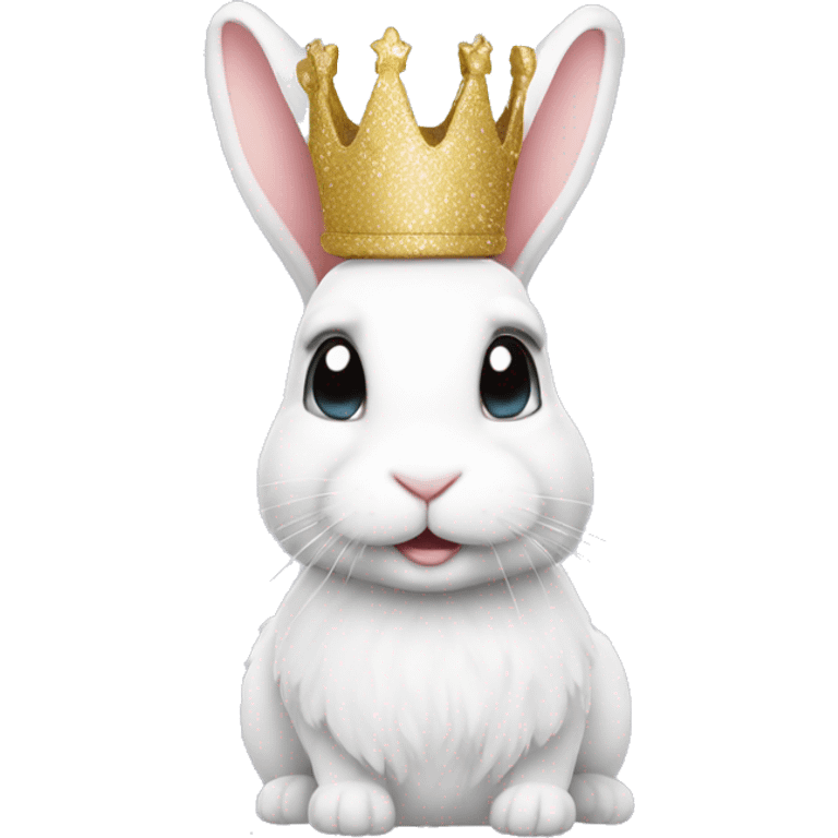 White rabbit with a glitter crown  emoji