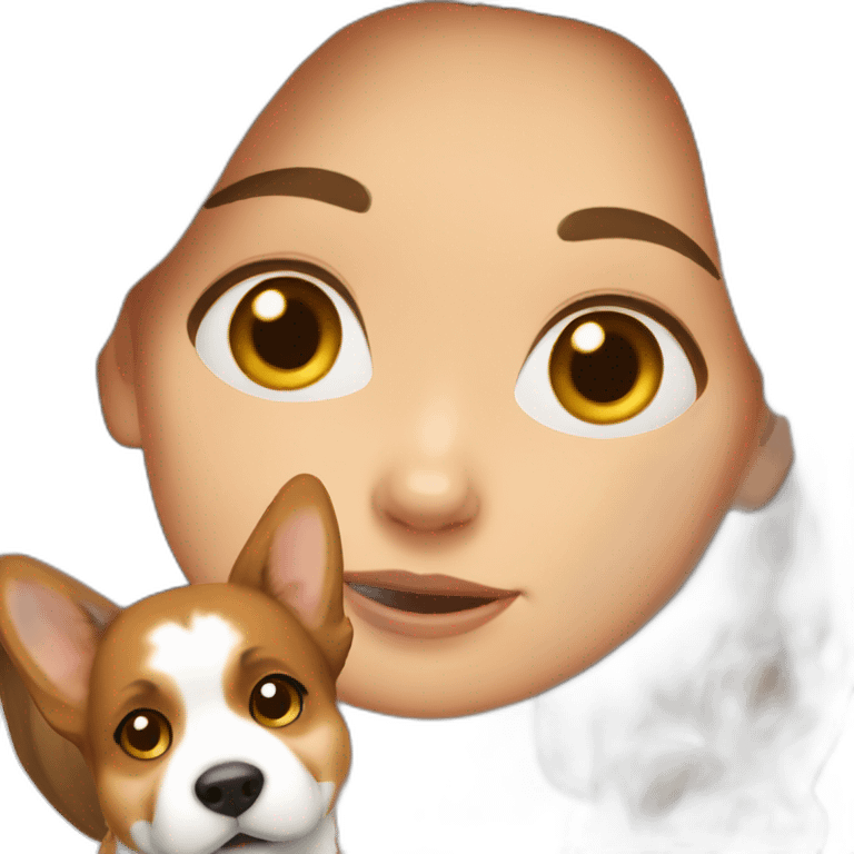 brown hair girl with corgi emoji