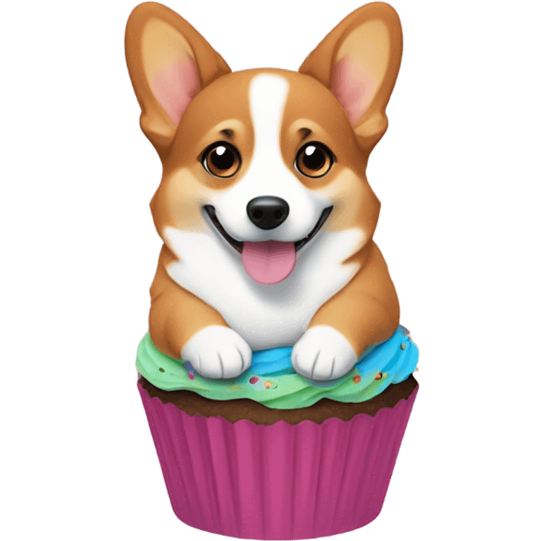 Corgi with a cupcake  emoji