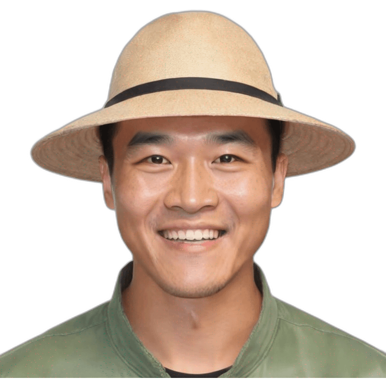 chinese man wearing rice paddy hat emoji