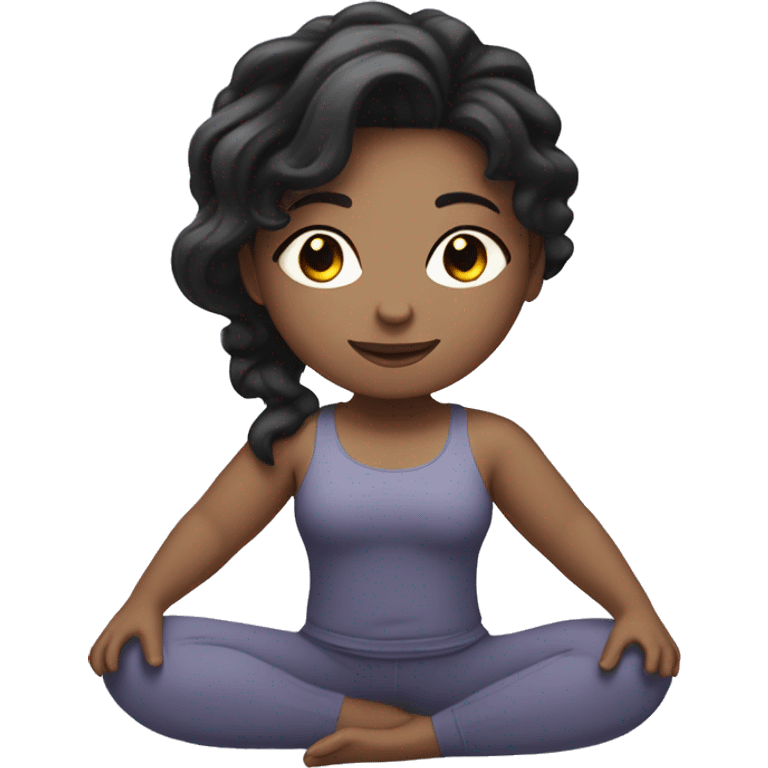 Girl with white skin and black-wavy hair, doing yoga or Pilates emoji