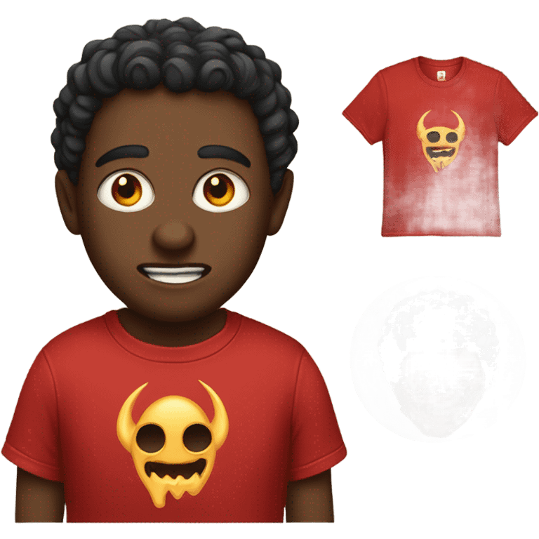 Red T shirt with a Picture of satan on it emoji