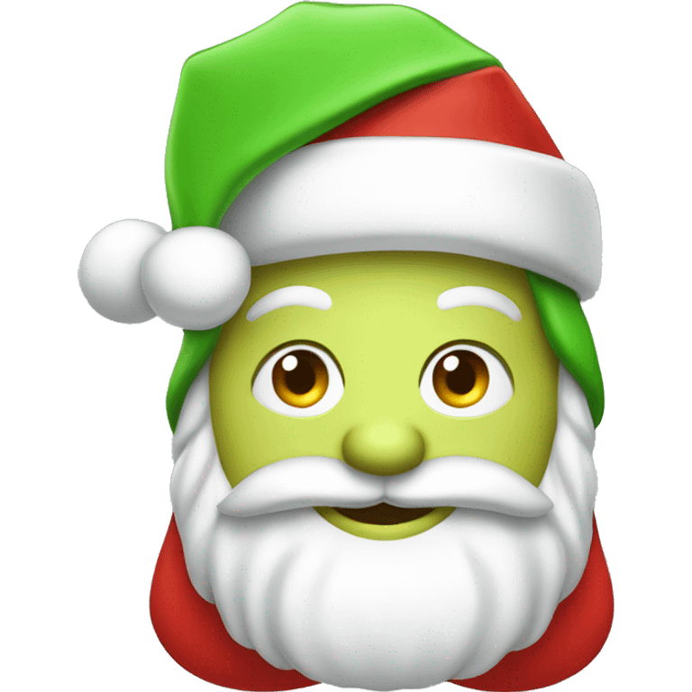 Green face santa with red Christmas cap emoji