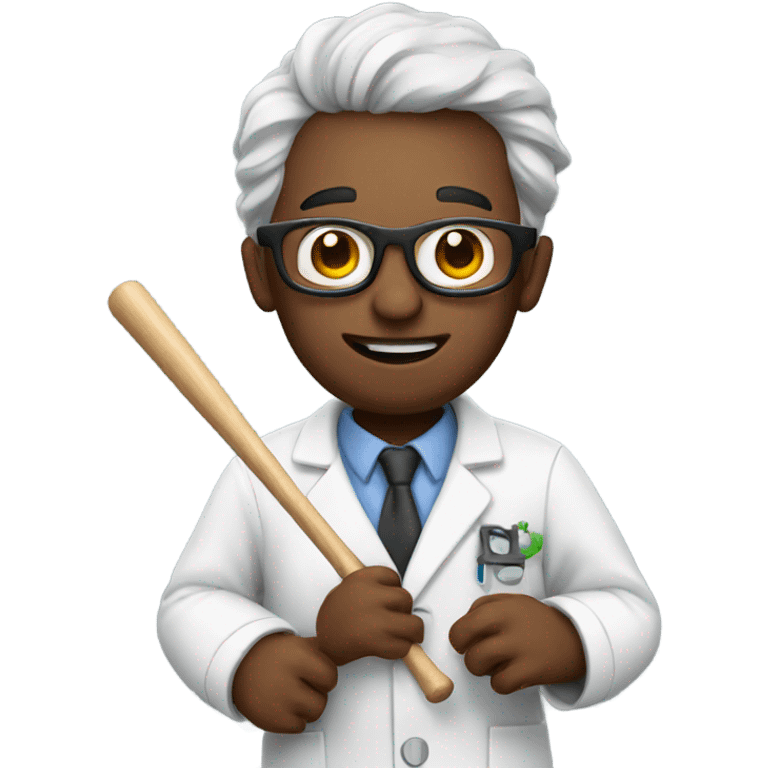 Scientist holding a bat emoji