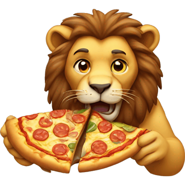 Lion eating pizza emoji