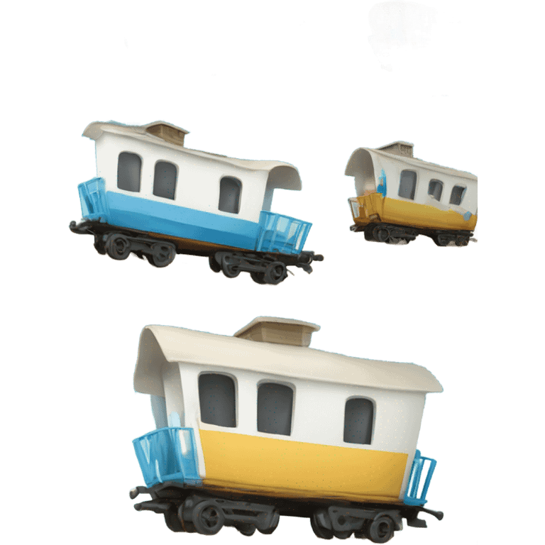 little beach Train with 3 wagons and opened windows emoji