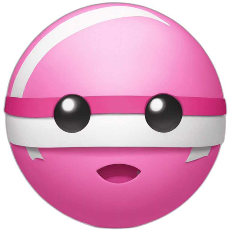 pink ball with top ribbon and white eyes emoji