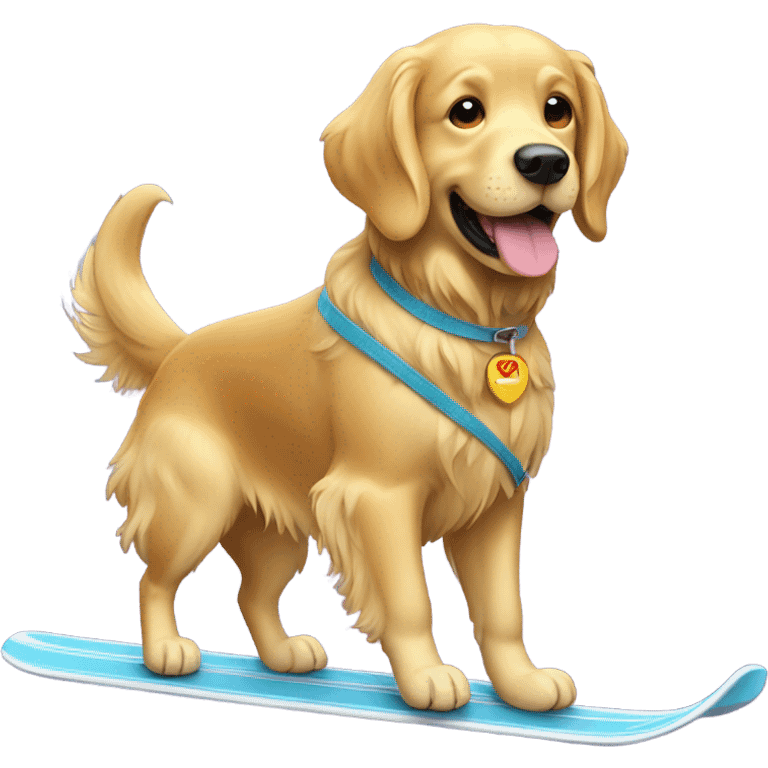 Golden retriever skiing emoji