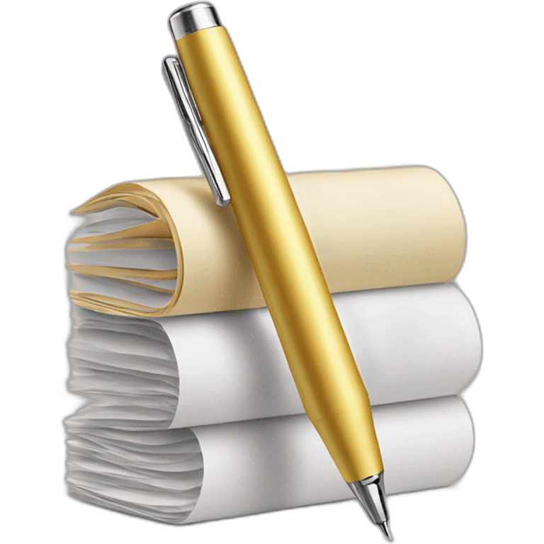 pen and sparkling paper stack emoji