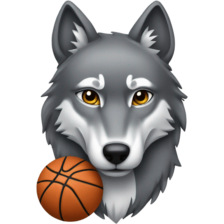 Grey wolf with basketball emoji