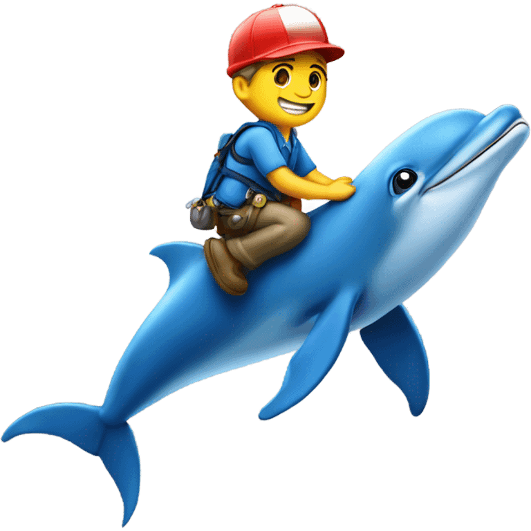 Plumber riding a dolphin emoji