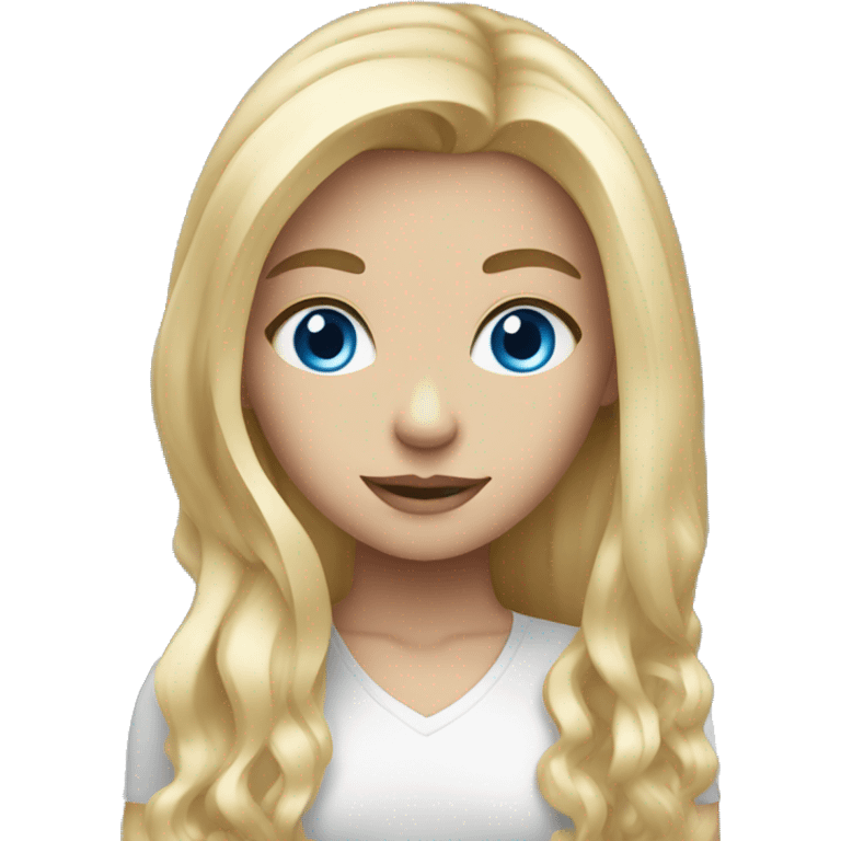 pretty blonde girl with blue eyes not so close long hair emoji