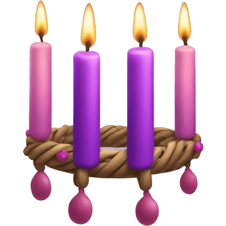 advent wreath with three purple candles and one pink candle emoji