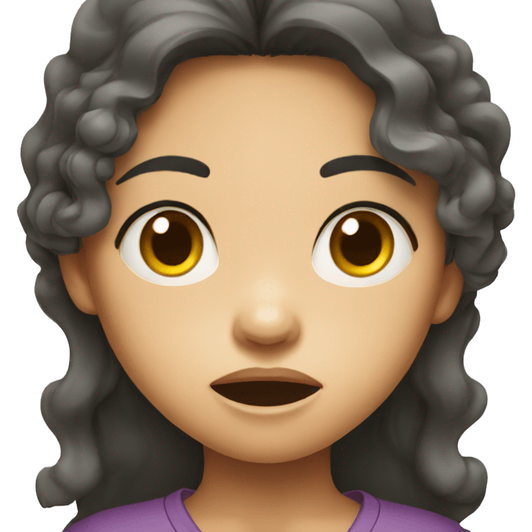 Angry Vietnamese girl with curly long hair emoji