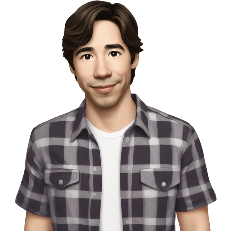 Justin Long wearing shirt emoji