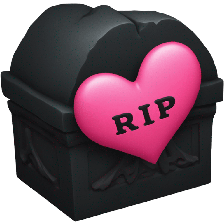  a black grave with the letters RIP on a red pink heart emoji