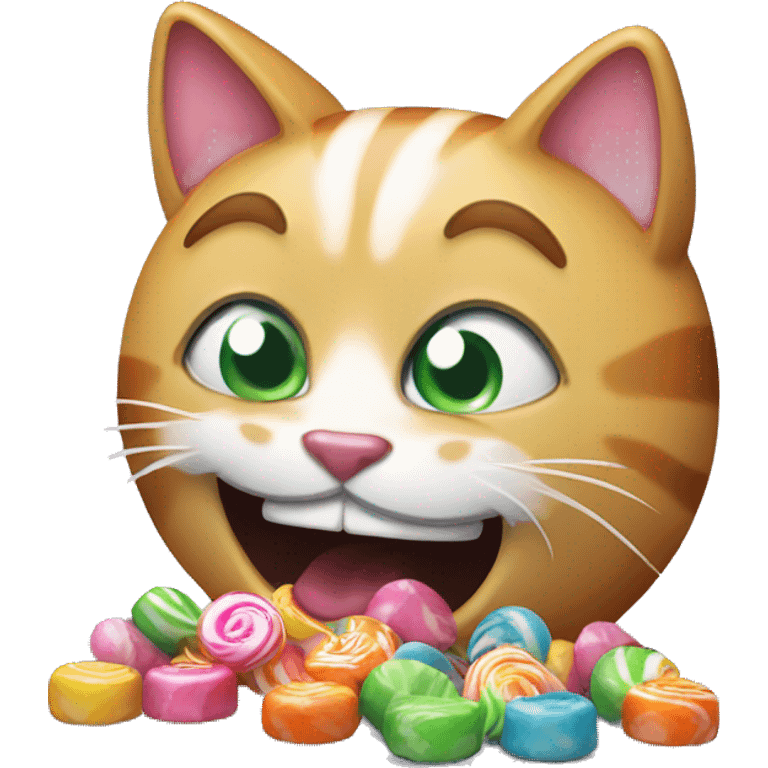 Cat eating candys emoji