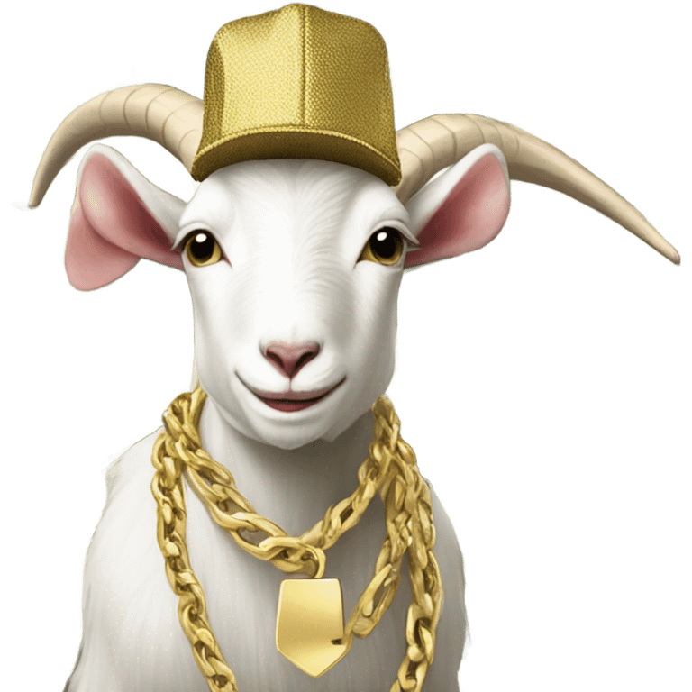 A Goat with gold chains and money and a cap  emoji