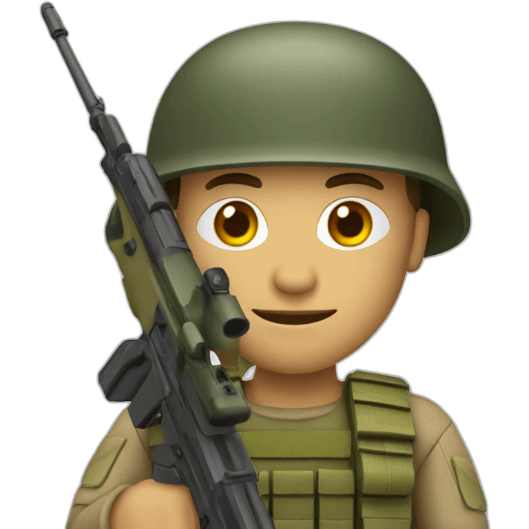 soldier pointed with his rifle to the camera emoji