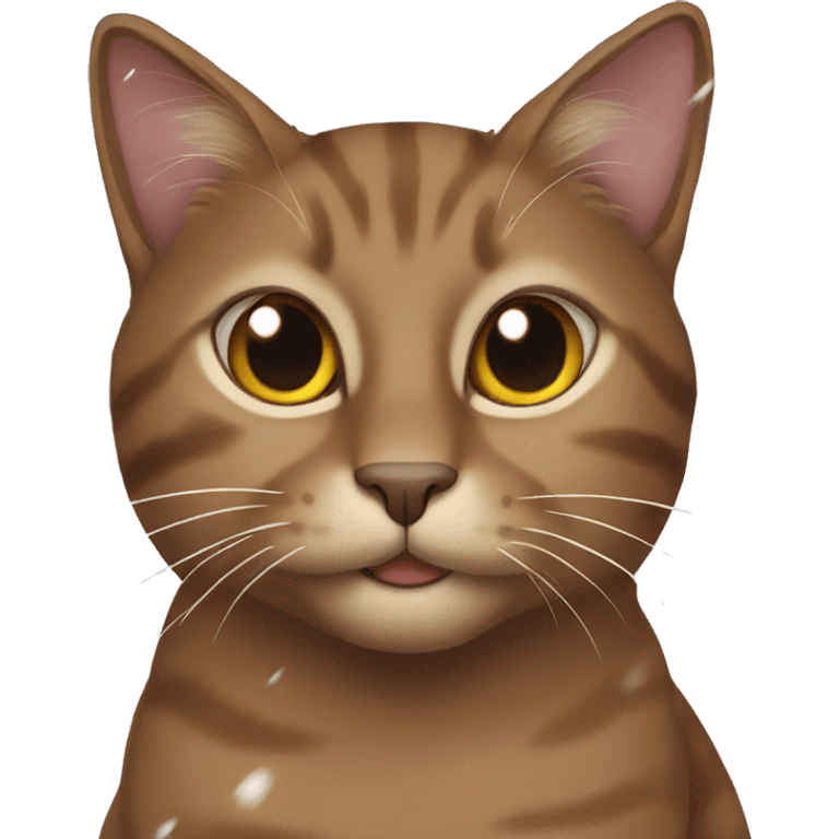 Brown cat coverowe in snow emoji