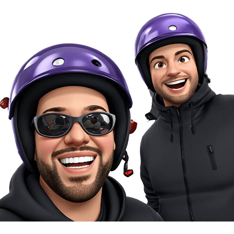 boys having fun in helmets emoji