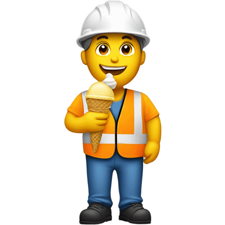 Construction worker eating ice cream cone emoji