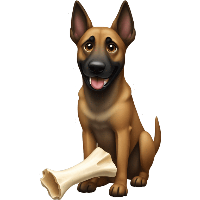 Belgian malinois carrying a bone emoji