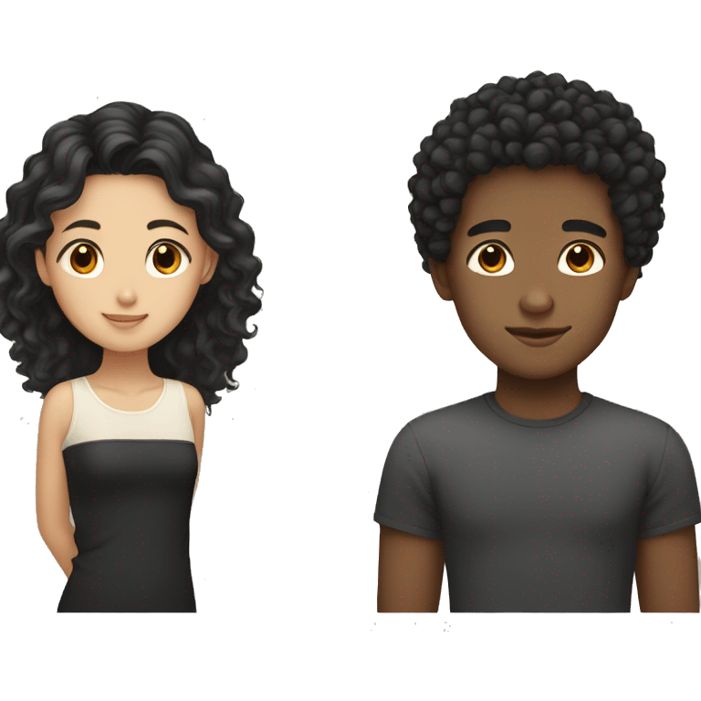 asian girl and black boy with curly hair emoji