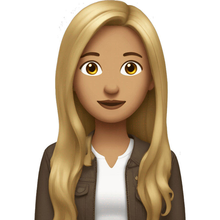 Brunette girl with long hair and blonde doxie emoji