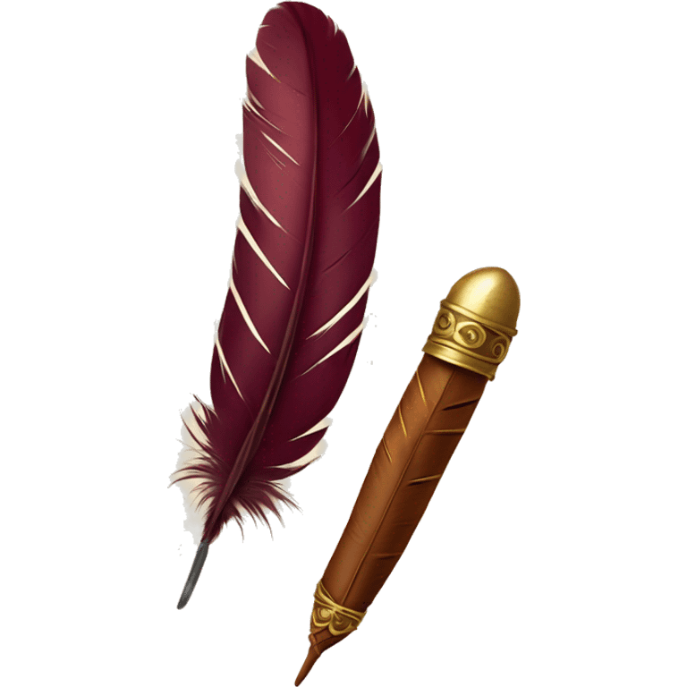 a feather quill and an open maroon SCROLL emoji