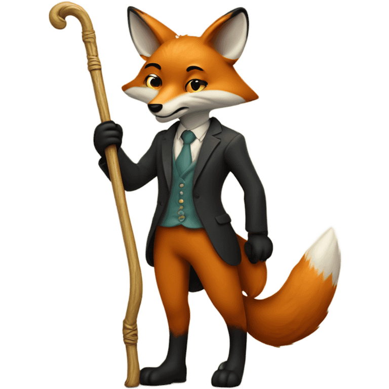 fox with a cane in hand emoji