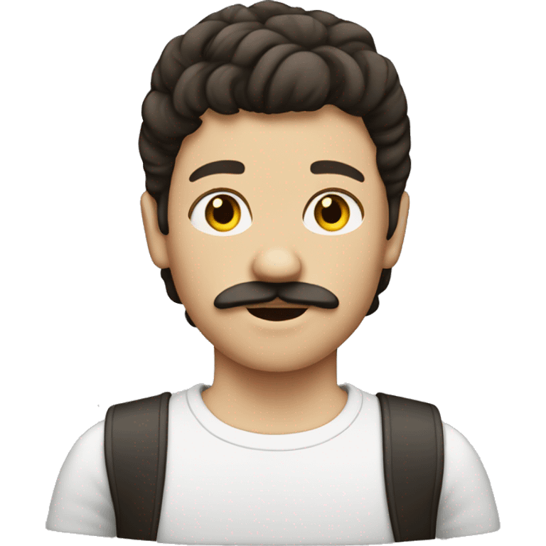 Brunette boy with mullet and moustache emoji