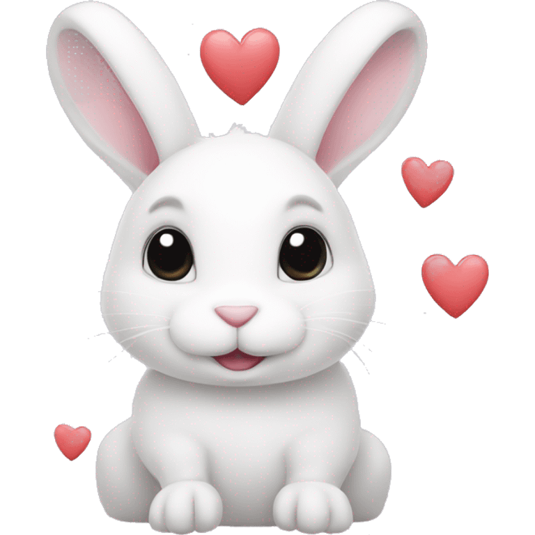 white bunny with hearts emoji