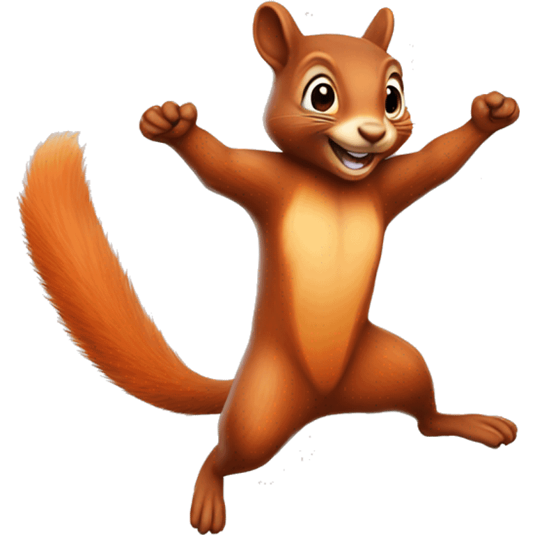 jumping female squirrel orange burnt with big tail
 emoji