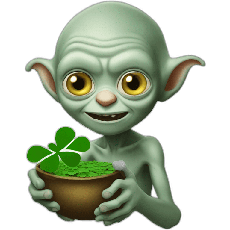 Gollum holding a Lucky clover emoji