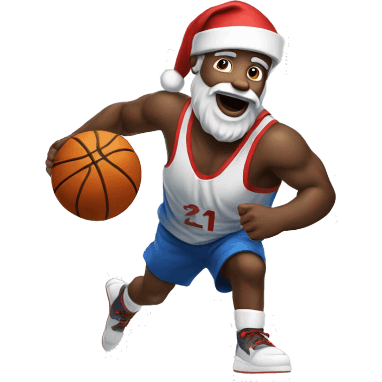 Santa playing basketball dunking emoji