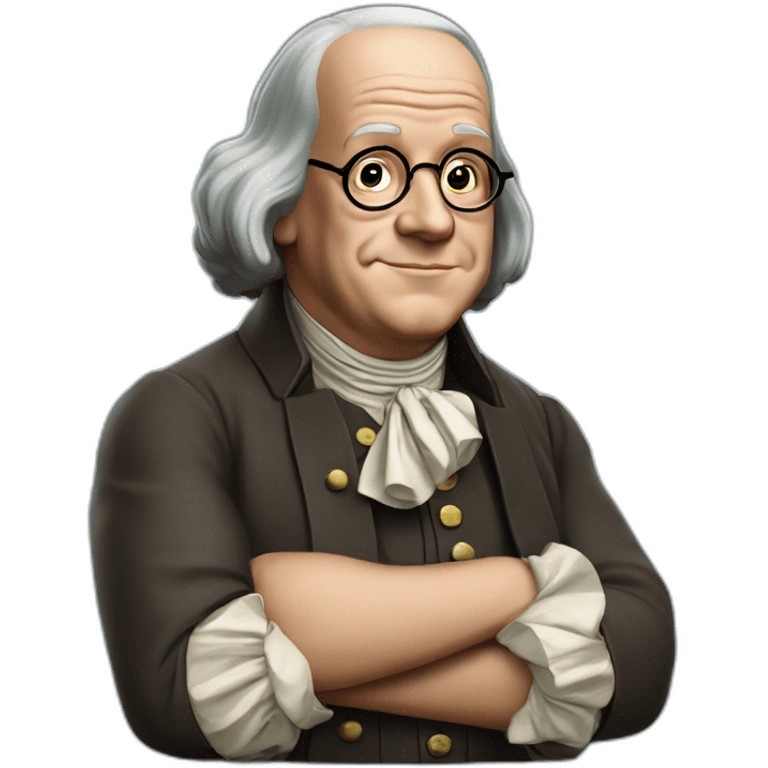 benjamin franklin with an arm up closed realistic emoji