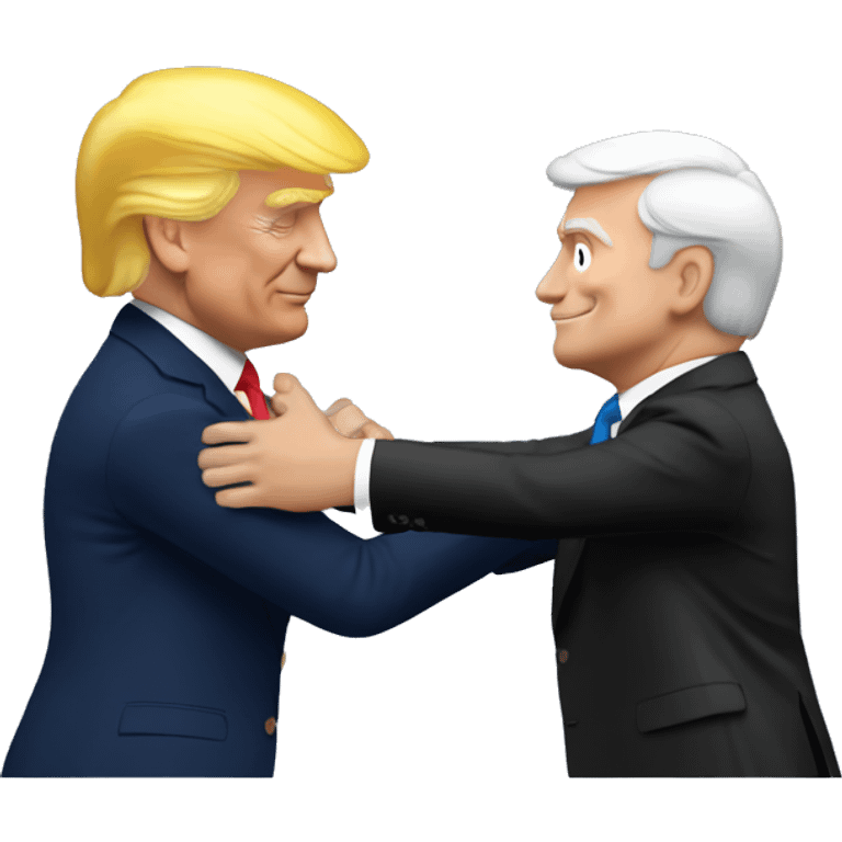 A hug between Emmanuel Macron and Trump emoji