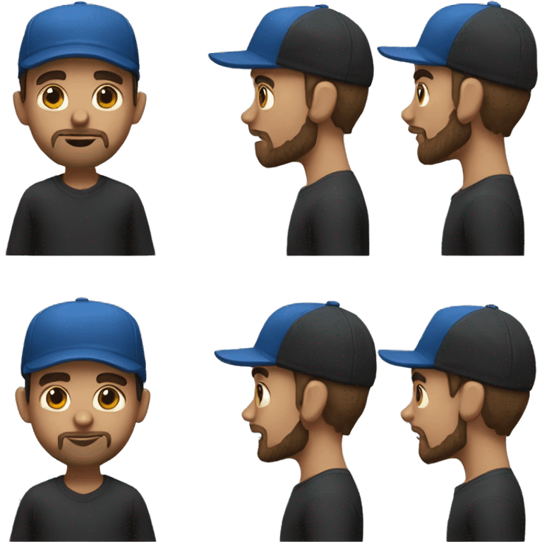 boy-short-beard, beard-black, blue-woolen-hat. Light-skin emoji