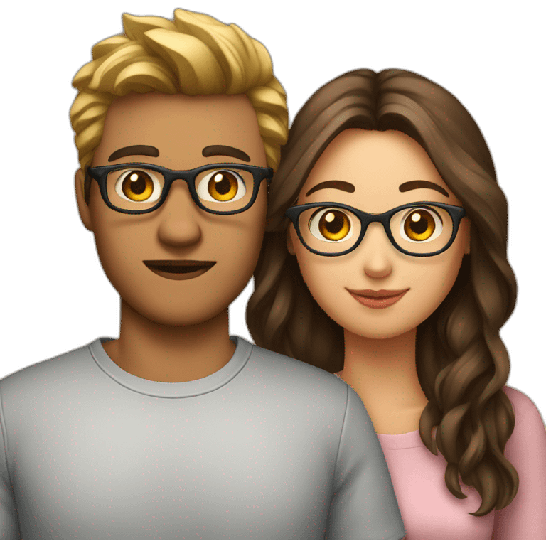 boyfriend and girlfriend with glasses on emoji