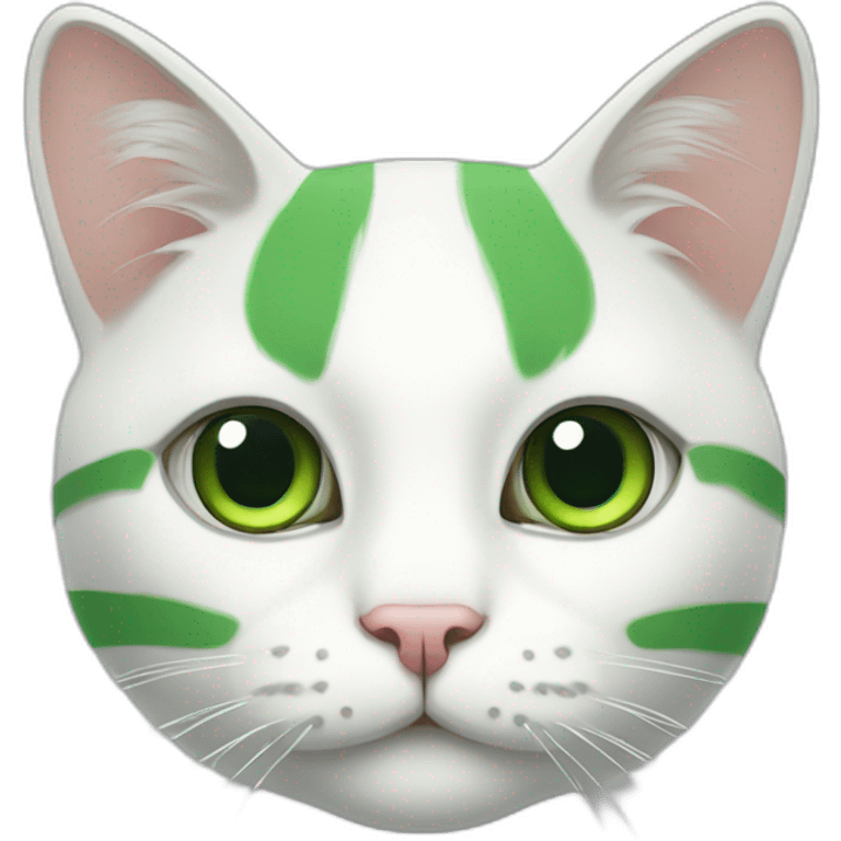 White cat with green stripes emoji