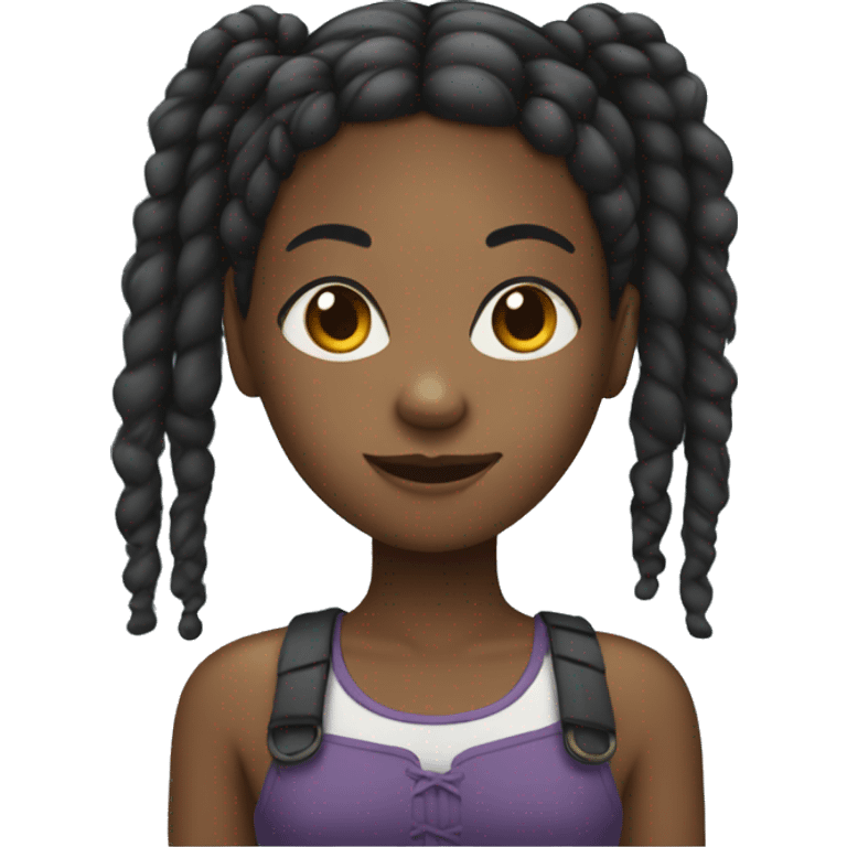 black girl with two dreadlocks pigtails emoji