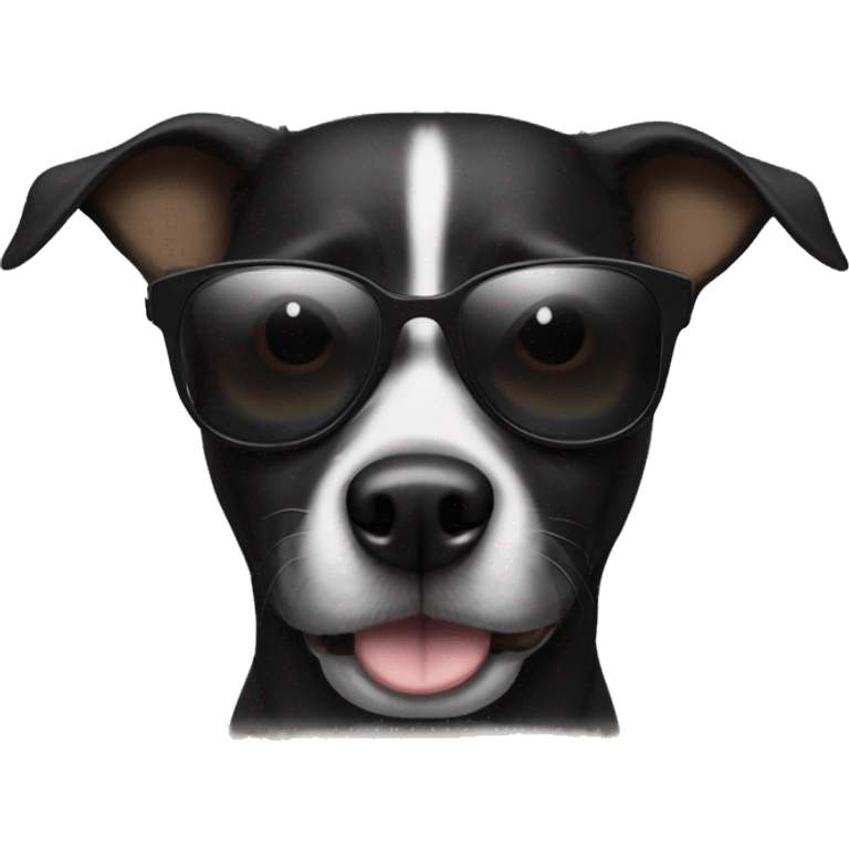 Black dog with sunglasses  emoji