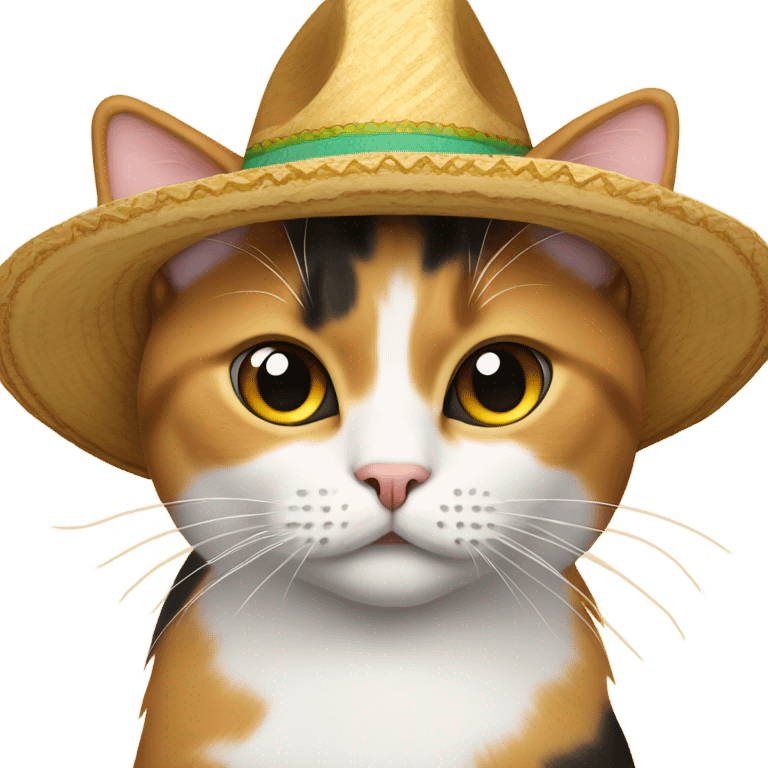 Calico cat with sombrero emoji